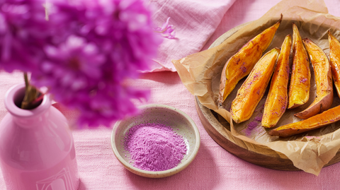 Pink Onion Sweet Potato Wedges