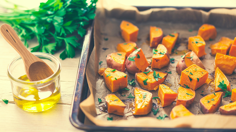 Coconut Oil Roasted Sweet Potatoes