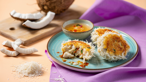 Coconut Gari Crusted Fish Cakes