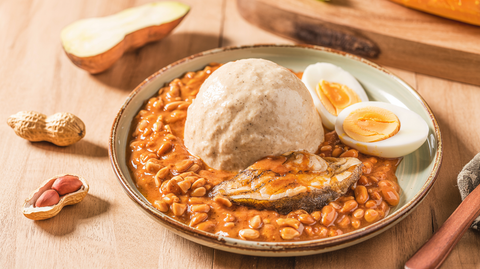 Poundo Iyan with Groundnut Sauce