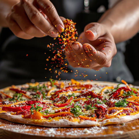 Homemade Spicy Pizza with Chili Flakes