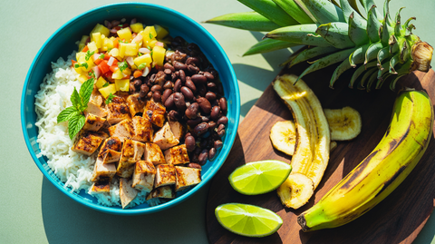Caribbean Chicken Bowl with Plantain Chips