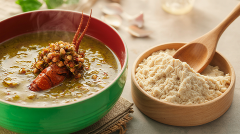 Cassava Fufu with Ewedu Soup