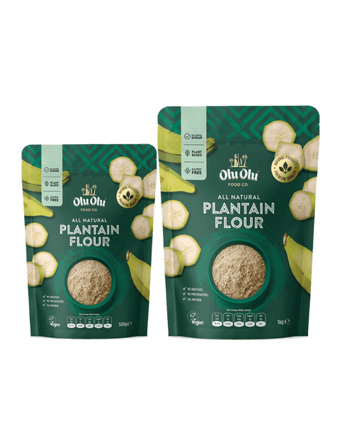 All Natural Plantain Flour different sized